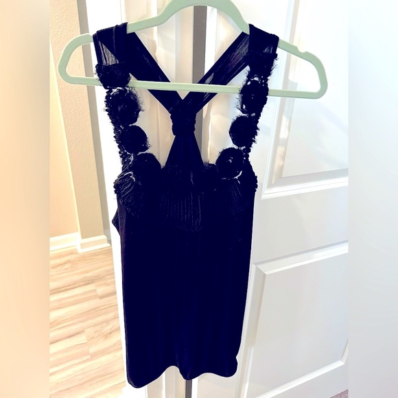Tops - Black Rosette T-backed Tank